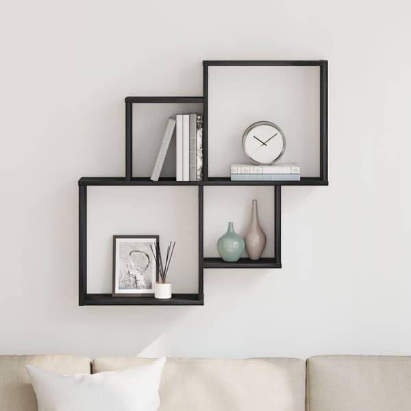 vidaXL Væg Kubehylde Sort egetræ Egetræ 80 x 15 x 78,4 cm Vægmontering