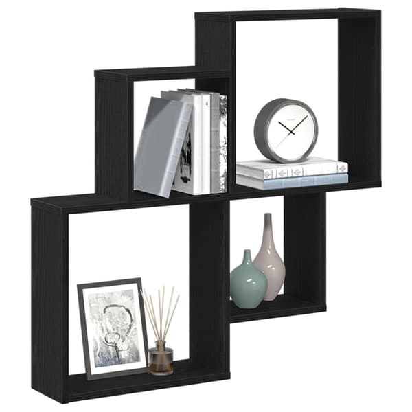 vidaXL Væg Kubehylde Sort egetræ Egetræ 80 x 15 x 78,4 cm Vægmontering