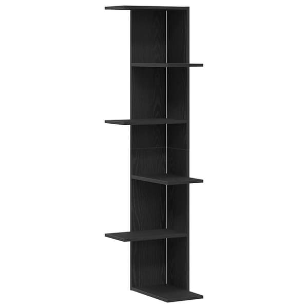 vidaXL Vegghjørnehylle Svart Eik 36,5x36,5x140 cm Konstruert Tre