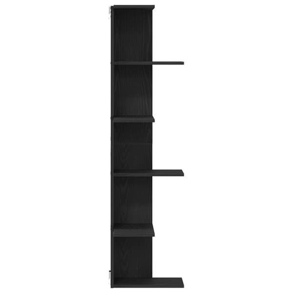 vidaXL Vegghjørnehylle Svart Eik 36,5x36,5x140 cm Konstruert Tre