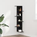 Miniatyrbilde 2 av 9: vidaXL Vegghjørnehylle Svart Eik 36,5x36,5x140 cm Konstruert Tre