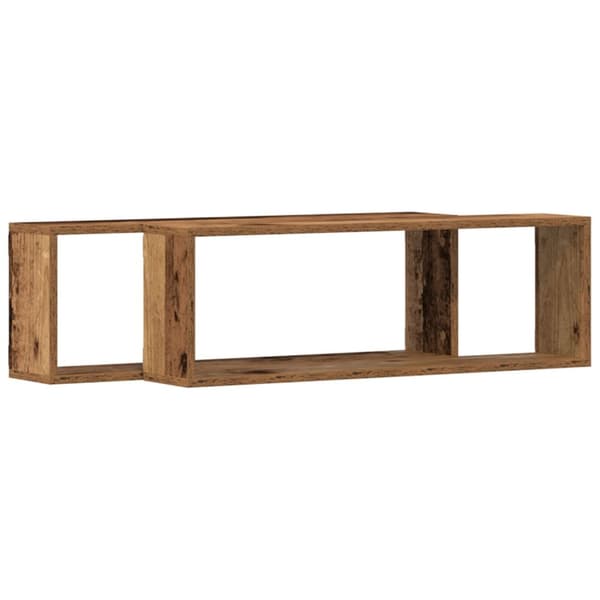vidaXL Væghylde Sæt af 2 Gammelt træ Solidt træ 80 x 15 x 26 cm