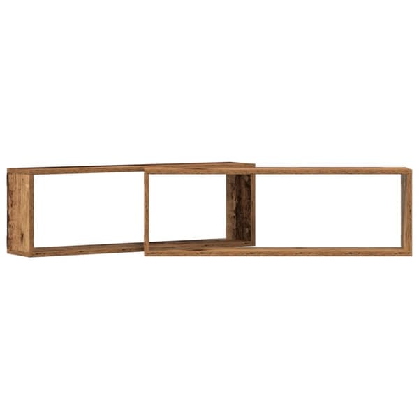 vidaXL Væghylde Sæt af 2 Gammelt træ Solidt træ 80 x 15 x 26 cm
