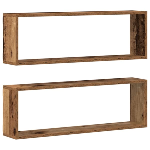 vidaXL Væghylde Sæt af 2 Gammelt træ Solidt træ 80 x 15 x 26 cm