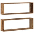 Miniatyrbilde 7 av 11: vidaXL Vegghyller 2 stk Gammelt Tre 80x15x26 cm Konstruert Tre