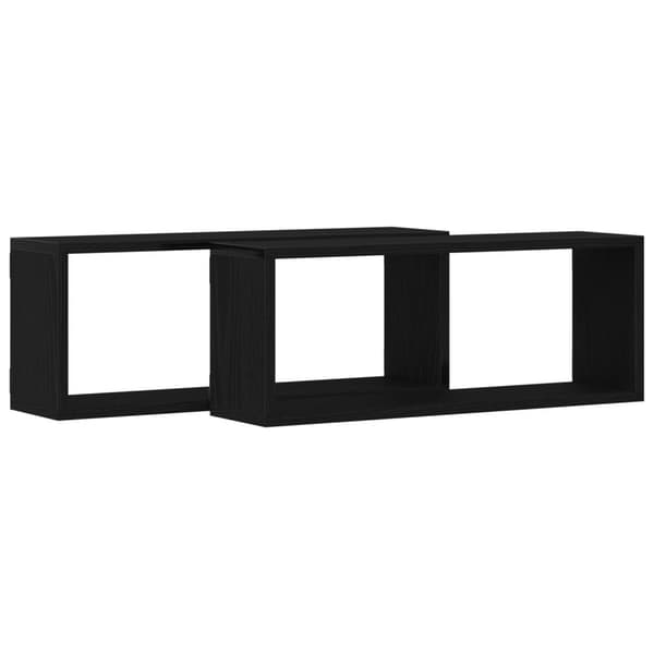 vidaXL Væg Hylder Sæt af 2 Sort eg Konstrueret træ 60 x 15 x 23 cm