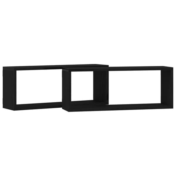 vidaXL Væg Hylder Sæt af 2 Sort eg Konstrueret træ 60 x 15 x 23 cm