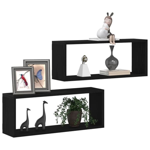 vidaXL Vägghyllor Set om 2 Svart ek Ingenjört trä 60 x 15 x 23 cm