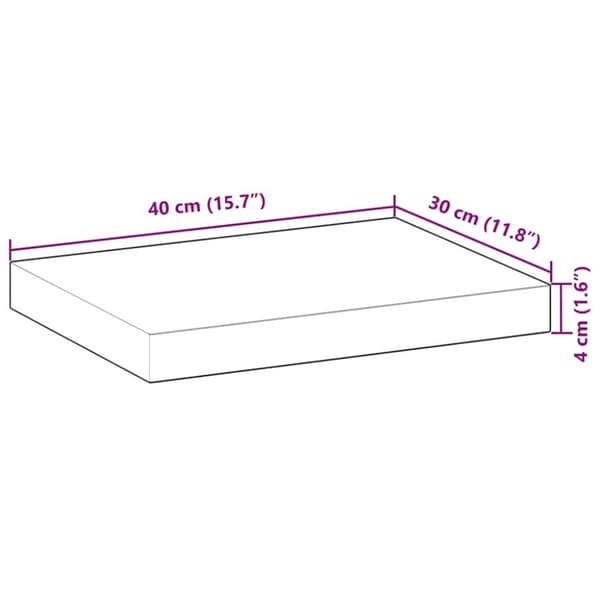 vidaXL Flytende hyller 2 stk 40x30x4 cm ubehandlet heltre akasie