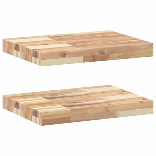 vidaXL Flytende hyller 2 stk 40x30x4 cm ubehandlet heltre akasie