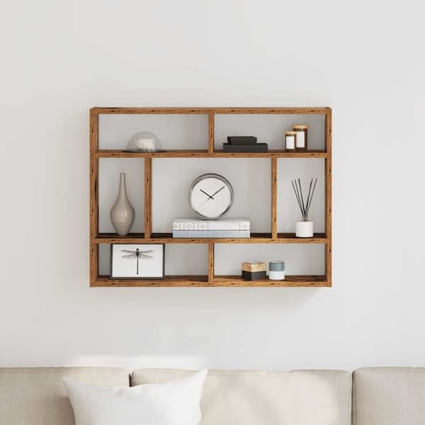 vidaXL væghylde 75x16x55 cm konstrueret træ antikt træ