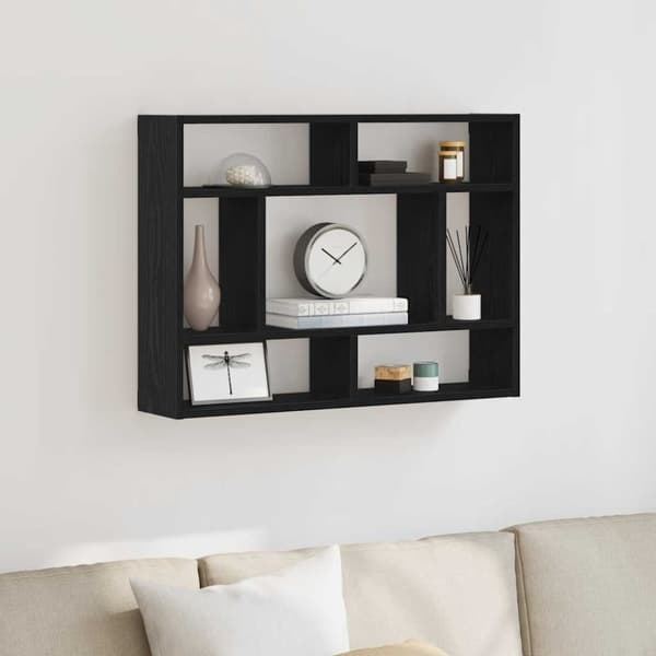 vidaXL væghylde 75x16x55 cm konstrueret træ sort egetræsfarve
