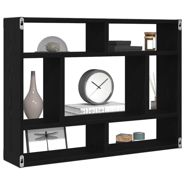 vidaXL væghylde 75x16x55 cm konstrueret træ sort egetræsfarve