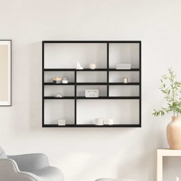 vidaXL væghylde 90x16x78 cm konstrueret træ sort egetræsfarve