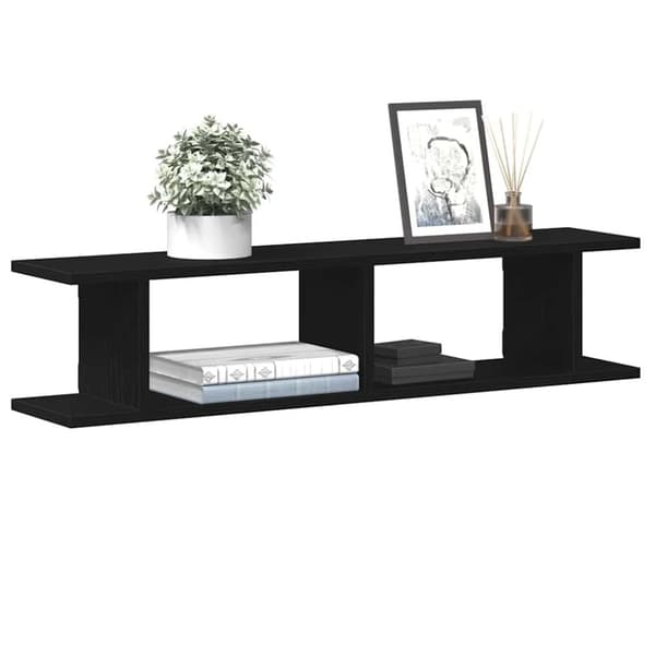 vidaXL væghylder 2 stk. 90x18x20 cm konstrueret træ sort egetræ