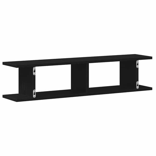 vidaXL væghylder 2 stk. 90x18x20 cm konstrueret træ sort egetræ
