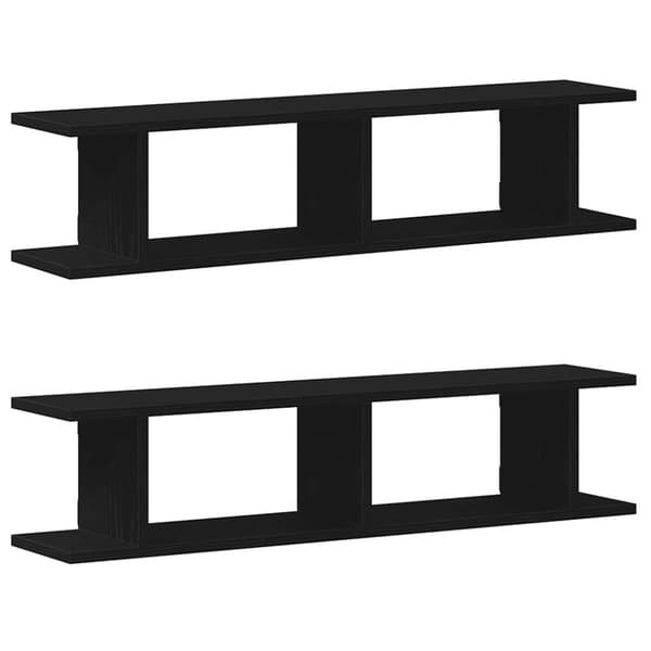 vidaXL væghylder 2 stk. 90x18x20 cm konstrueret træ sort egetræ
