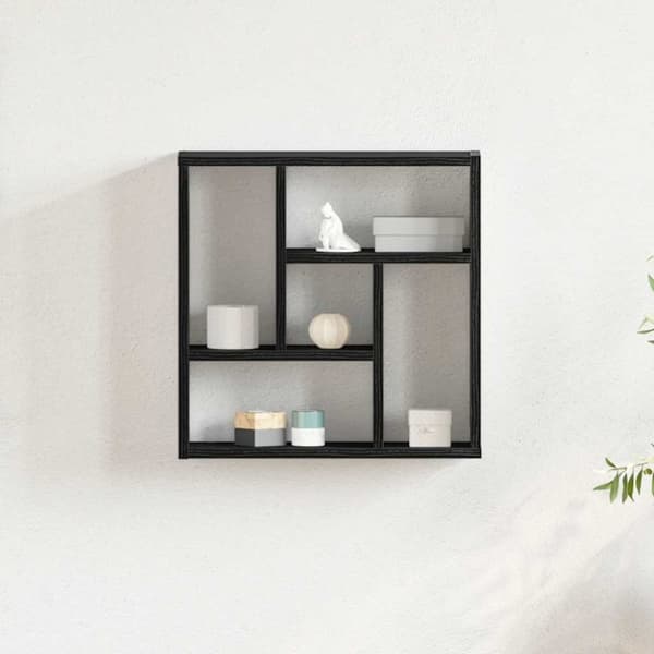 vidaXL Vägghylla svart ek 45x16x45 cm konstruerat trä