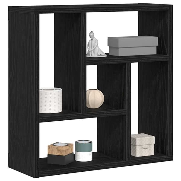 vidaXL Vägghylla svart ek 45x16x45 cm konstruerat trä