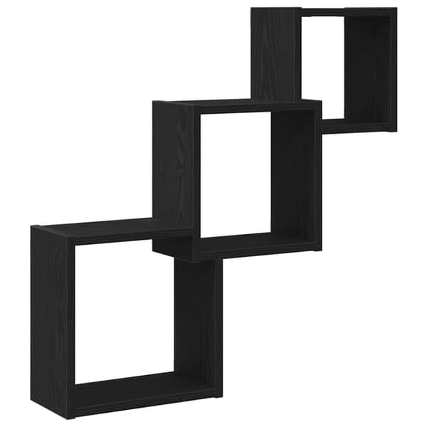 vidaXL væghylder 68x15x68 cm kubeformet konstrueret træ sort egetræ