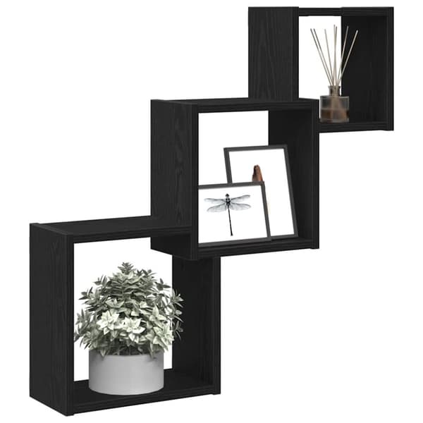 vidaXL Vegghyller kubeformet svart eik 68x15x68 cm konstruert tre