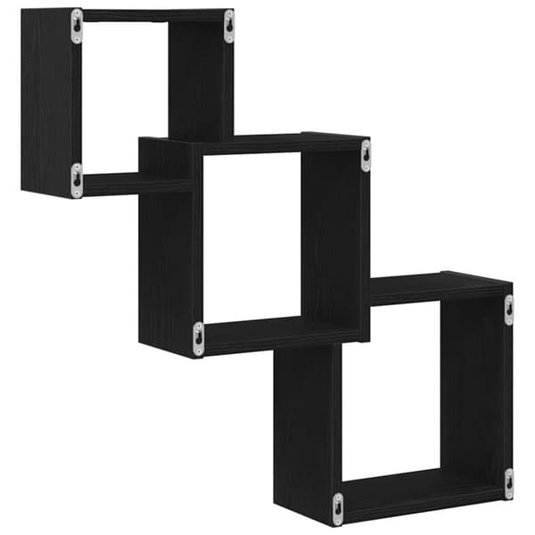 vidaXL Vegghyller kubeformet svart eik 68x15x68 cm konstruert tre