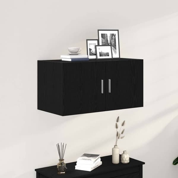vidaXL Väggskåp svart ek 80x39x40 cm konstruerat trä