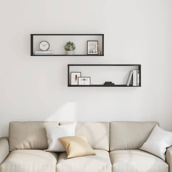 vidaXL seinäkuutiohyllyt 2 kpl musta tammi 100x15x30 cm tekninen puu