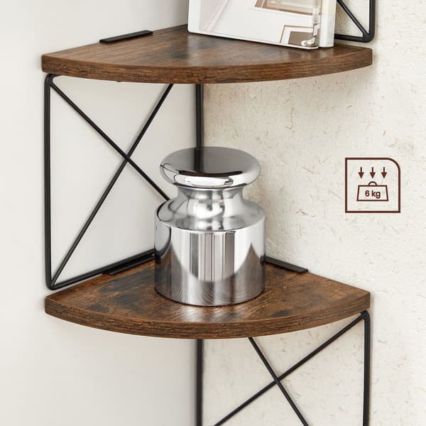 Hylly, kulmahylly, aaltomaisella designilla, 5 tasoa, vintagepronssi-musta.