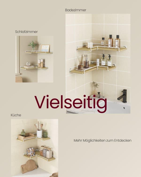 Hörnhylla, VASAGLE, Natur Ekfärg