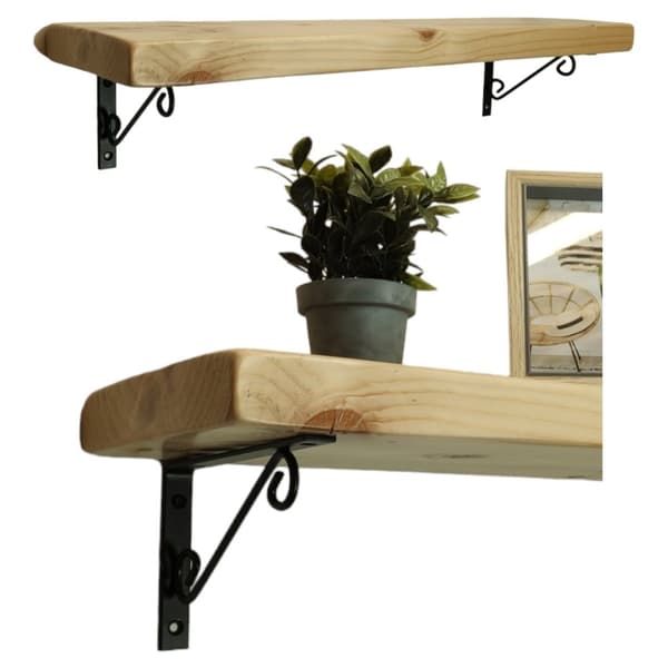 Set med trähylla Lackerad 170mm x 40cm WOP 150mm Svart