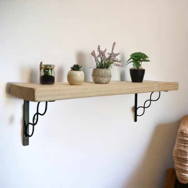 Sæt Træhylde Rå 220mm x 90cm WPRP 200mm Sort