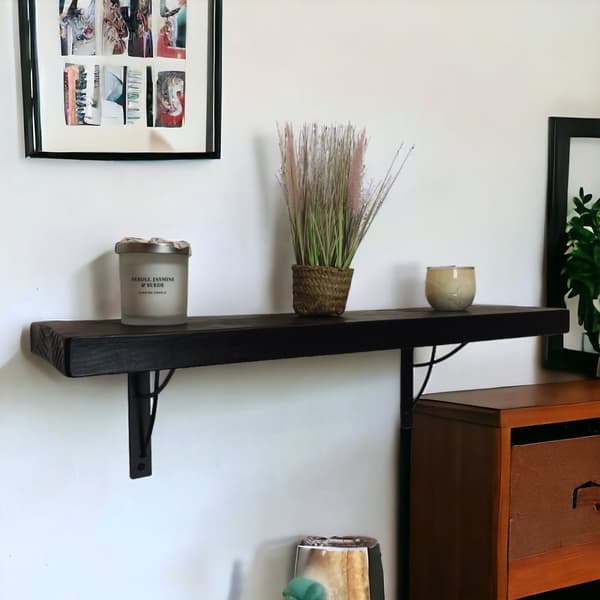 Sæt Træhylde Sort 220mm x 70cm NEO Sort