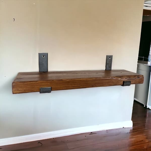 Uppsättning av trähylla Medium Ek 220mm x 60cm Fäste Nedböjd BD 220mm Rå