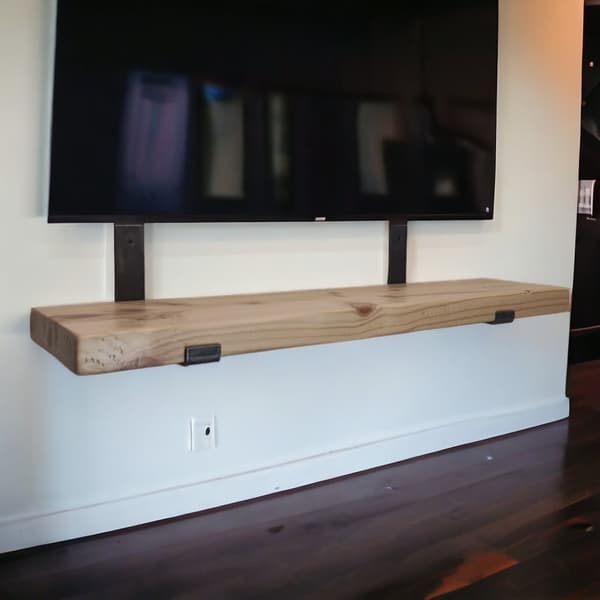 Set med trähylla lackerad 170 mm x 240 cm fäste nedböjd BD 170 mm rå