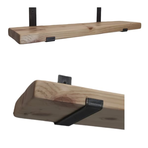 Set med trähylla lackerad 170 mm x 240 cm fäste nedböjd BD 170 mm rå