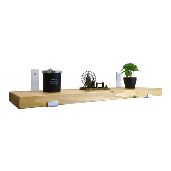 Sæt Træhylde Lys Eg 170 mm x 200 cm Beslag buet ned BD 170 mm mat hvid