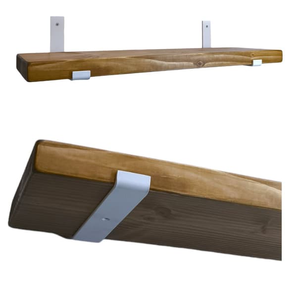 Puinen hylly, keskikokoinen tammi 220 mm x 60 cm kannake kaareva alaspäin BD 220 mm matta valkoinen