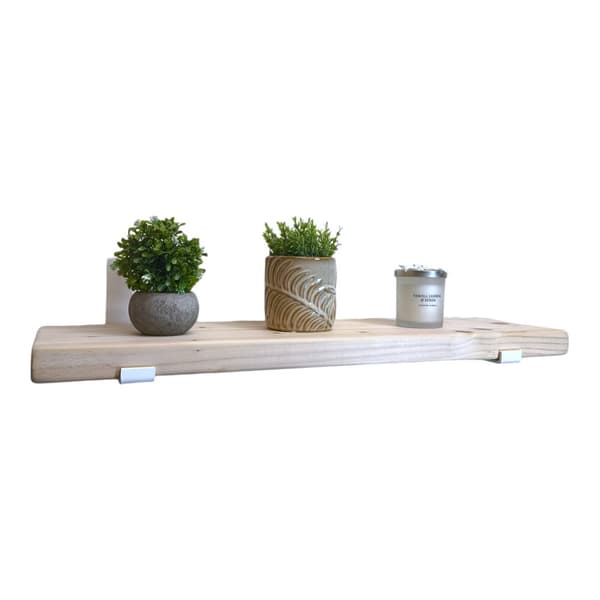 Uppsättning av trähylla rå 145 mm x 50 cm fäste nedböjd BD 145 mm matt vit