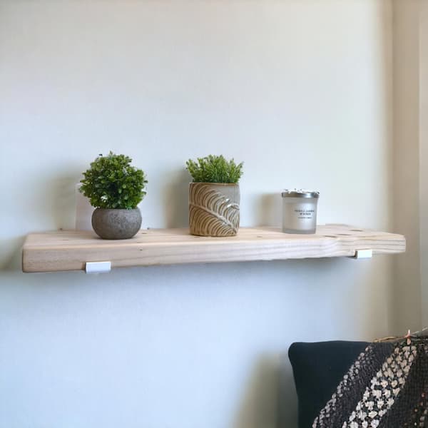 Uppsättning av trähylla Rå 145mm x 150cm Fäste nedböjd BD 145mm Vit Matt