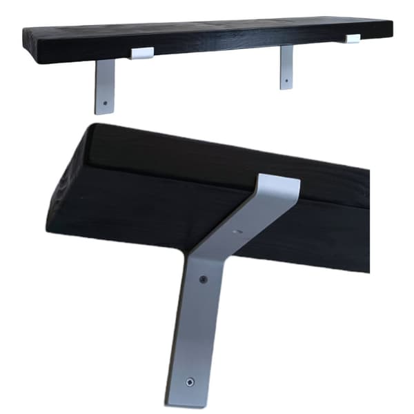 Set Trähylla Svart 170mm x 140cm Up Böjt fäste BU 170mm Matt Vit