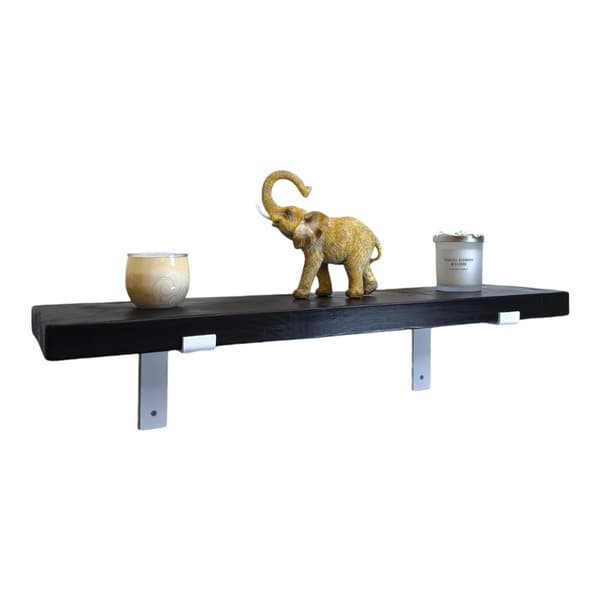 Trähyllsats Svart 220mm x 210cm Uppböjt fäste BU 220mm Matt Vit