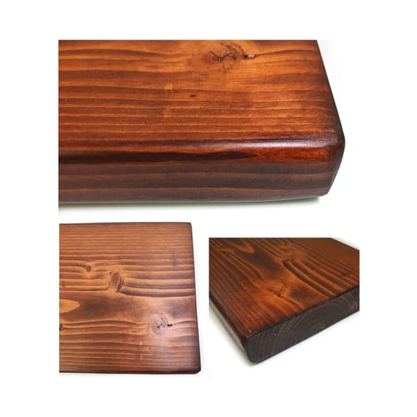 Sæt Træhylde Mørk Eg 145mm x 70cm Op buet beslag BU 145mm Rå
