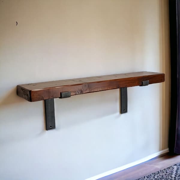 Sæt Træhylde Mørk Eg 220mm x 200cm Op Buet Beslag BU 220mm Rå