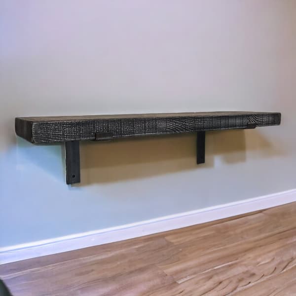 Monokrom trähyllsats 170 mm x 170 cm Uppböjt fäste BU 170 mm rå
