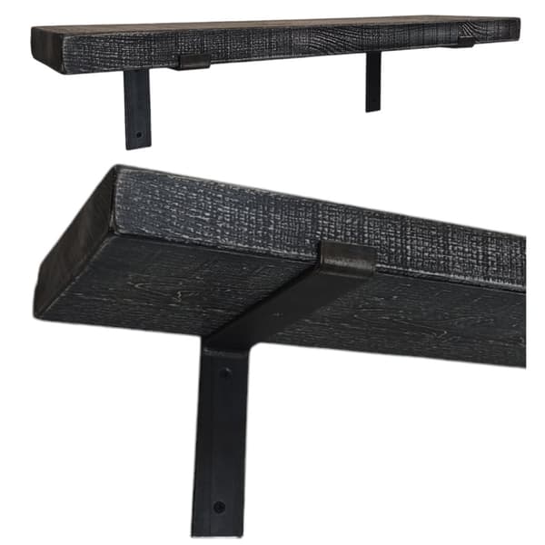 Monokrom træhyldesæt 170 mm x 200 cm op buet beslag BU 170 mm rå