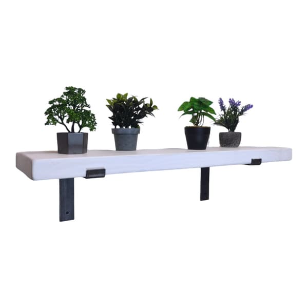 Set Trähylla Vit 145mm x 30cm Uppböjt fäste BU 145mm Rå