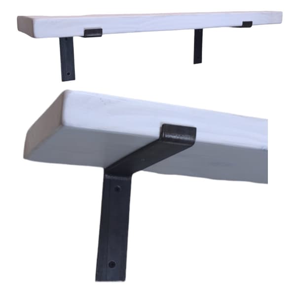 Sæt træhylde hvid 170 mm x 120 cm op buet beslag BU 170 mm rå