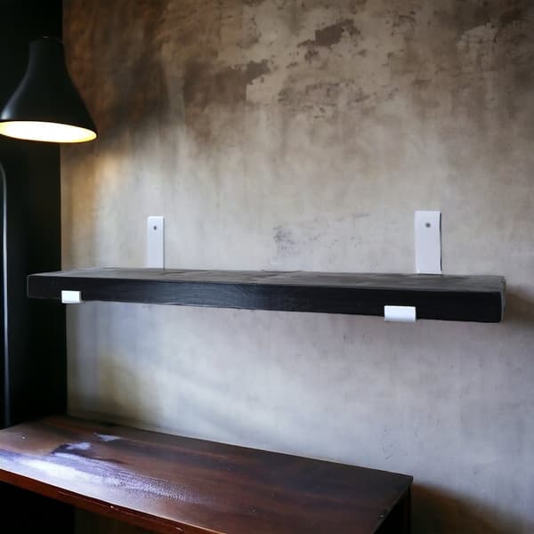 Trähyllsats Svart 220mm x 140cm Nedböjt fäste BD 220mm Matt Vit
