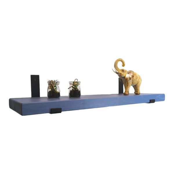 Blå trähyllsats 145 mm x 120 cm nedböjt fäste BD 145 mm matt svart